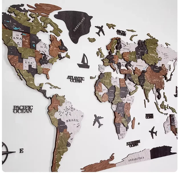 Wooden 3D World Map Puzzle – Decorative Wall Art for Home & Office
