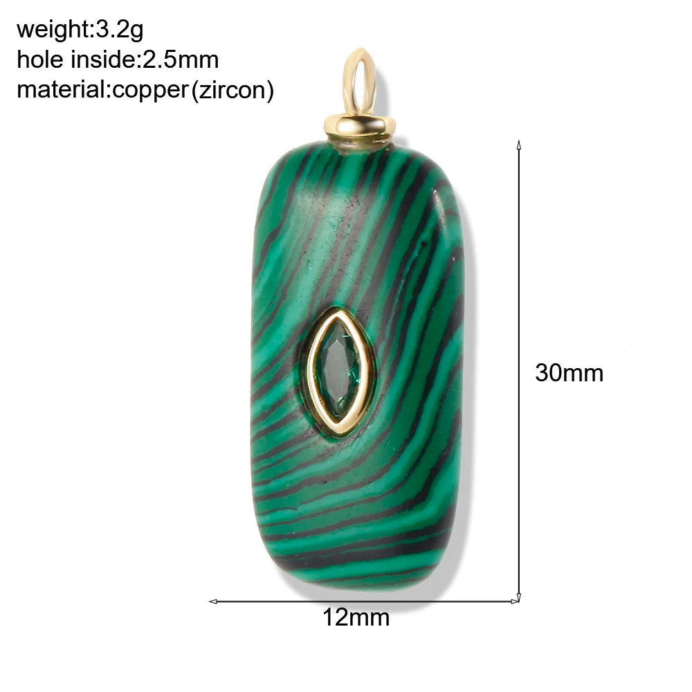 Bohemian Natural Stone Bead Charms for DIY Jewellery Making – Blue & Green Zircon Pendants