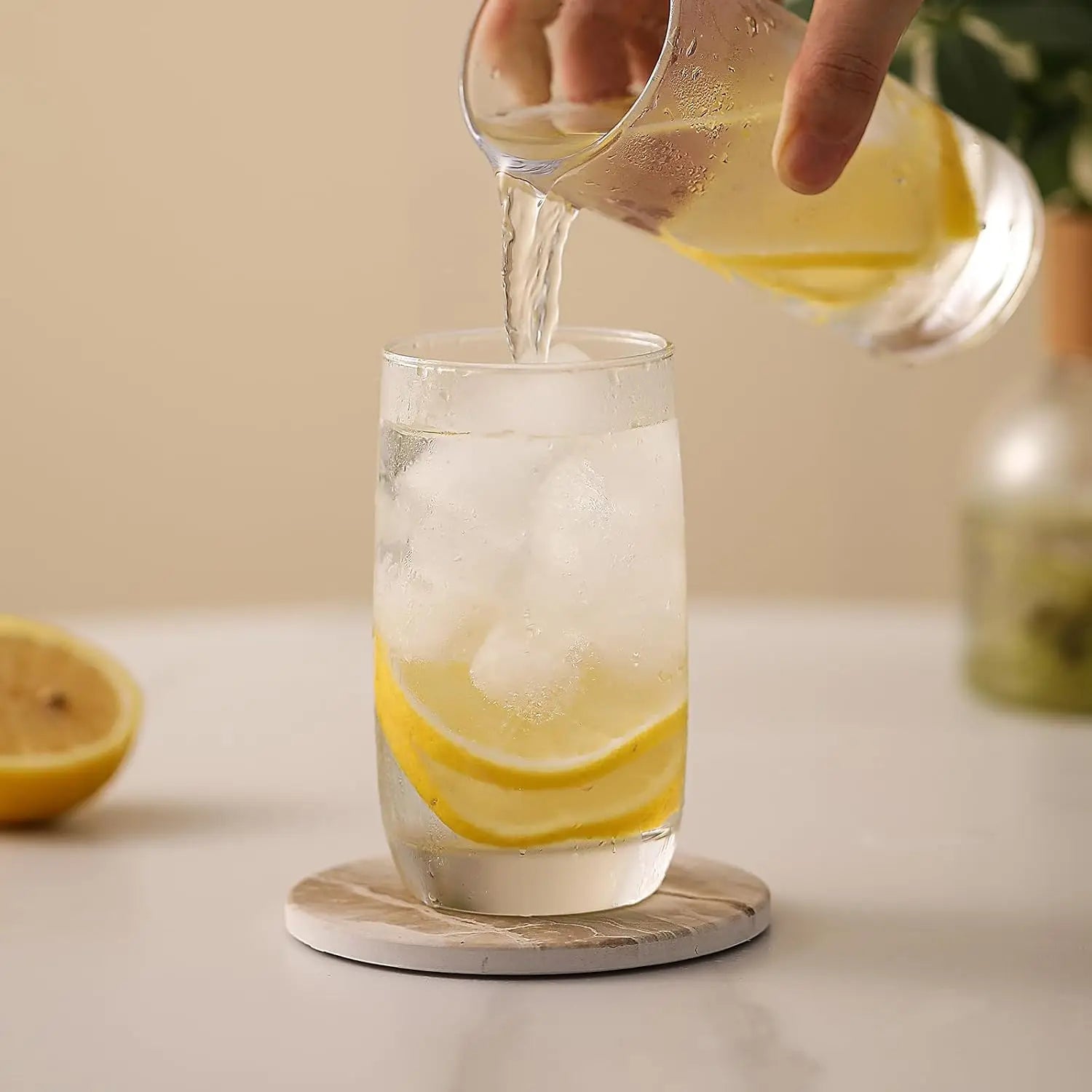 6PCS Ceramic Marble Coaster Set with Holder – Beverage Cup Coasters