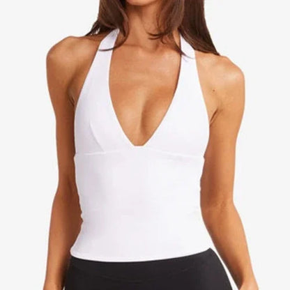 Women’s High-Impact Halter Gym Top with Built-In Pads