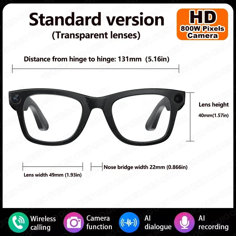 2026 Al Smart Glasses 4K HD Video 800MP Camera WiFi Transfer  Chat GPT VoiceAssistant BT Call with  Charging Case