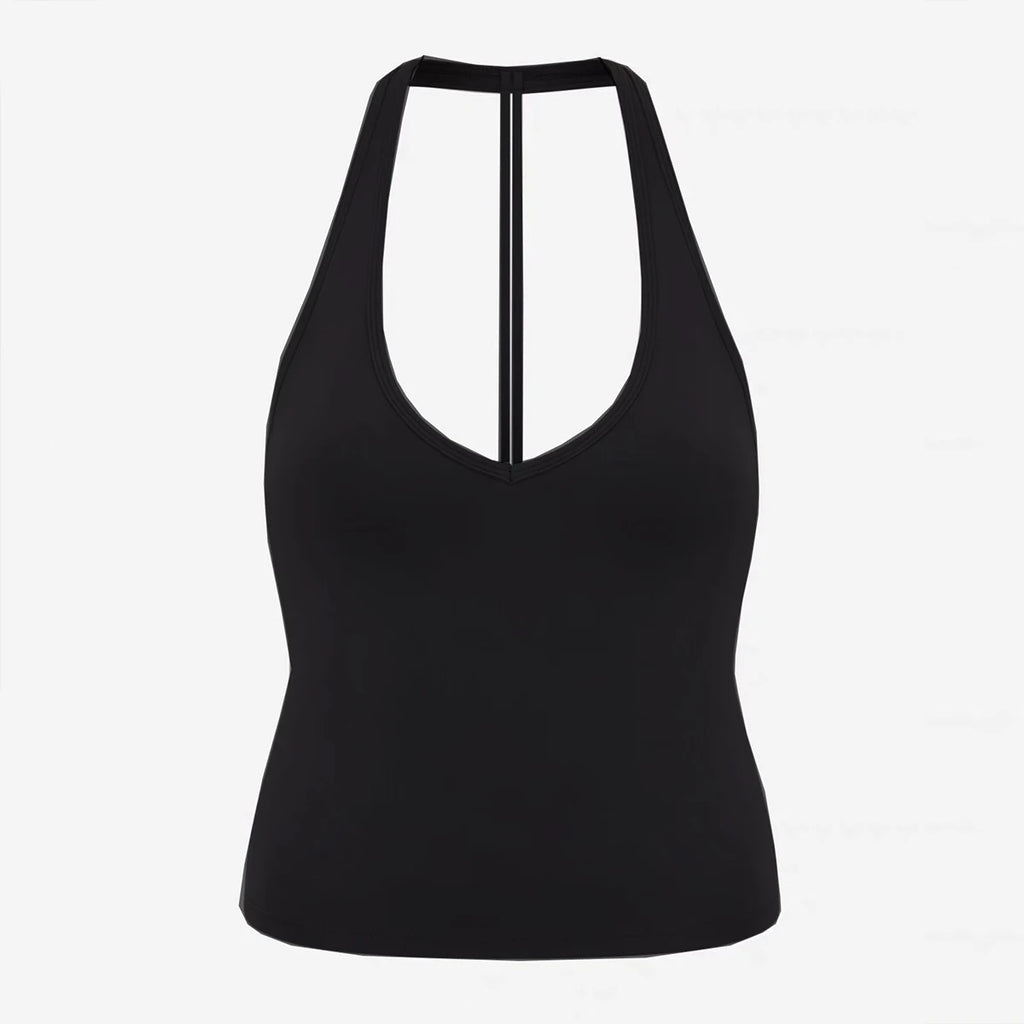 CSB backless halter neck vest & Scrunch Shorts   Gym Vest woman  Cropped Top Yoga Tank Top Self-Padded High Stretch Top