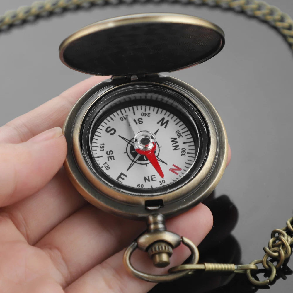 Vintage Brass Pocket Compass – Pyramid Eye Navigation Compass