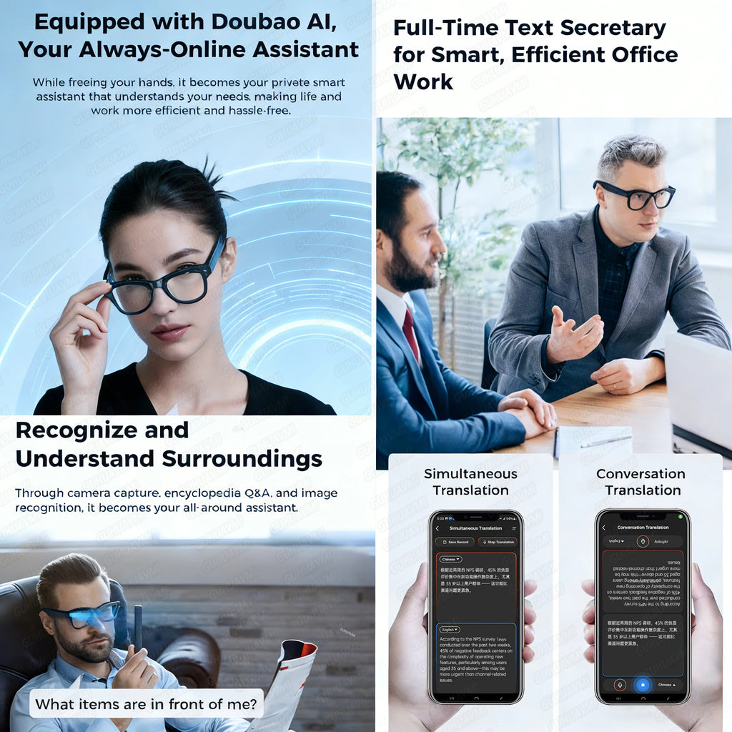 Study Travel Smart Glasses Men 800W Pixel Camera 4k Ultra HD 1080P Video Recording Take Photo AI Chat Music Call AI Glasses 2026