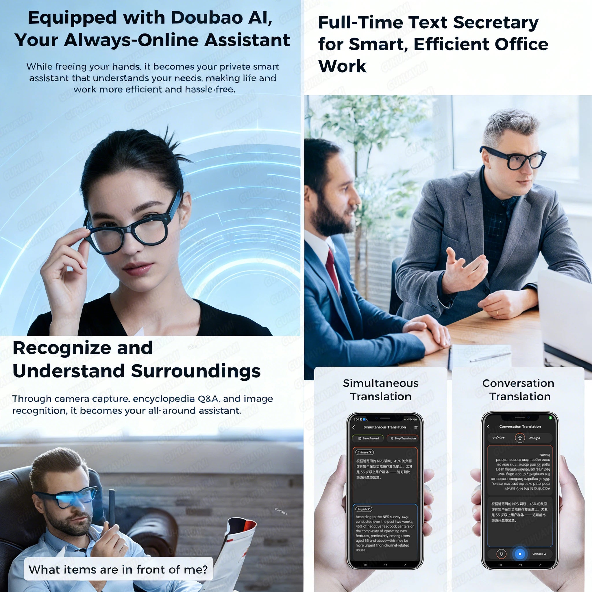 Study Travel Smart Glasses Men 800W Pixel Camera 4k Ultra HD 1080P Video Recording Take Photo AI Chat Music Call AI Glasses 2026