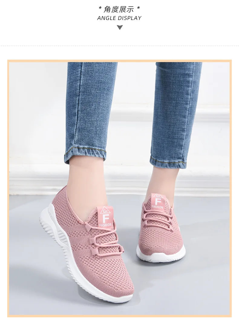 Comfortable Women's Casual Sneakers Summer Breathable Flat Shoes Fashion Women Sneakers Versatile Lace-Up Running Shoes 2026 New
