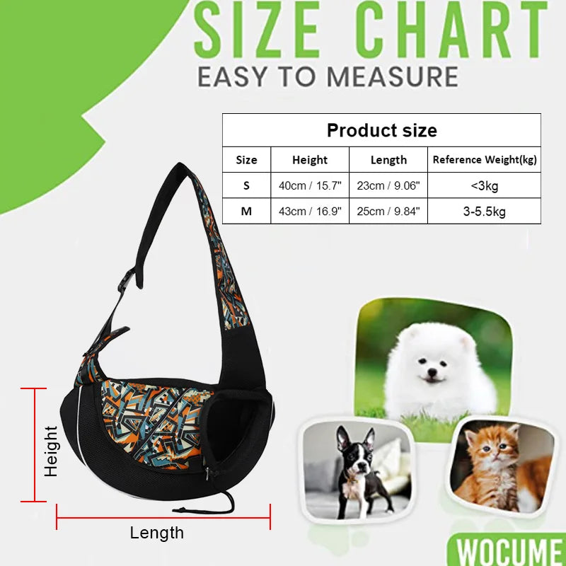 Oxford Mesh Pet Carrier Crossbody Bag Breathable Dog & Cat Travel Shoulder Bag for Small Dogs & Puppies Portable Pet Sling