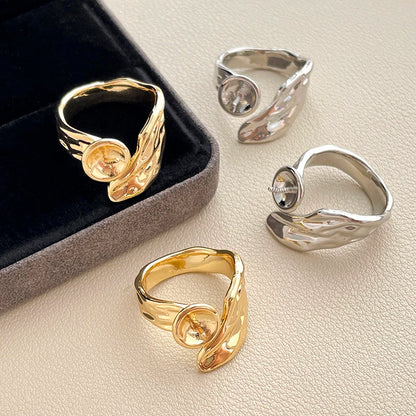 3-Piece Gold-Plated Brass Ring Settings – Irregular Baroque Jewellery Making Accessories