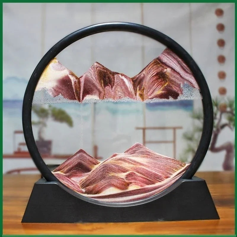 3D Moving Sand Art Picture – Round Glass Decor