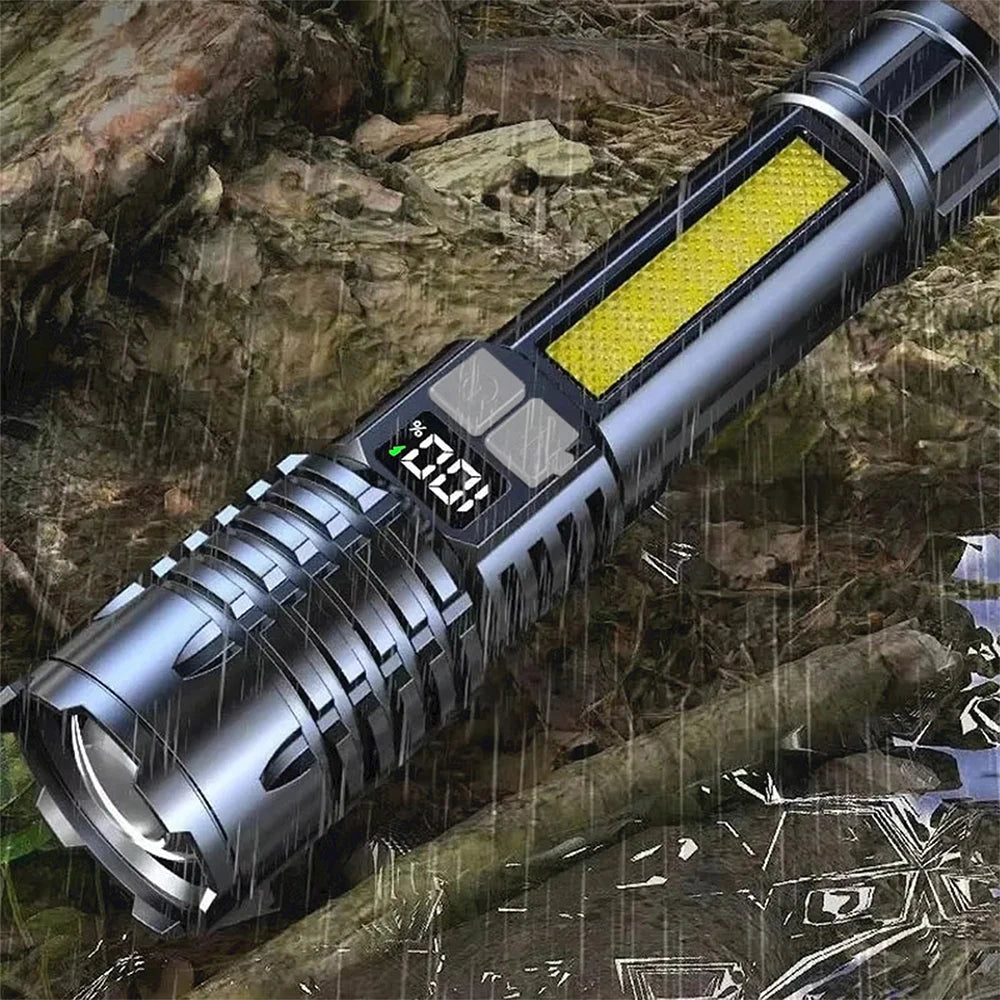 High Power Rechargeable LED Flashlight with COB Side Light