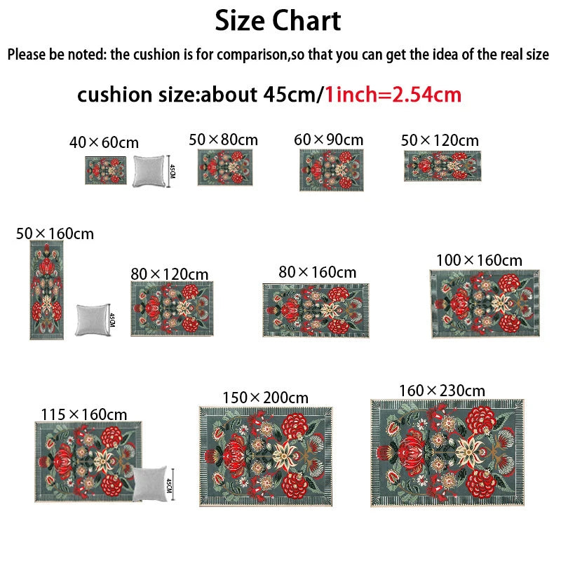 VIKAMA Bohemian Mandala Print Rug Non-slip, Easy-care Living Room & Bedroom Area Rug Study & Kitchen Mat Home Decor