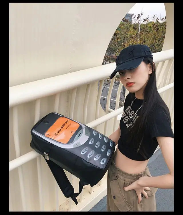 Unisex Splashproof Nylon Backpack with Mobile Phone Pocket – High-Capacity Casual Street Style Bag