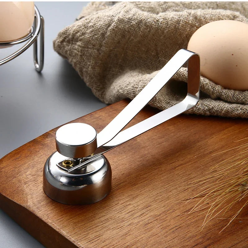 Stainless Steel Egg Topper Cutter – Boiled & Raw Egg Opener for Easy Cooking