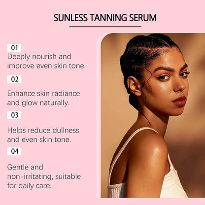 Natural Self Tanning Drops – Herbal Bronzer for Face & Body Sunless Gradual Tan