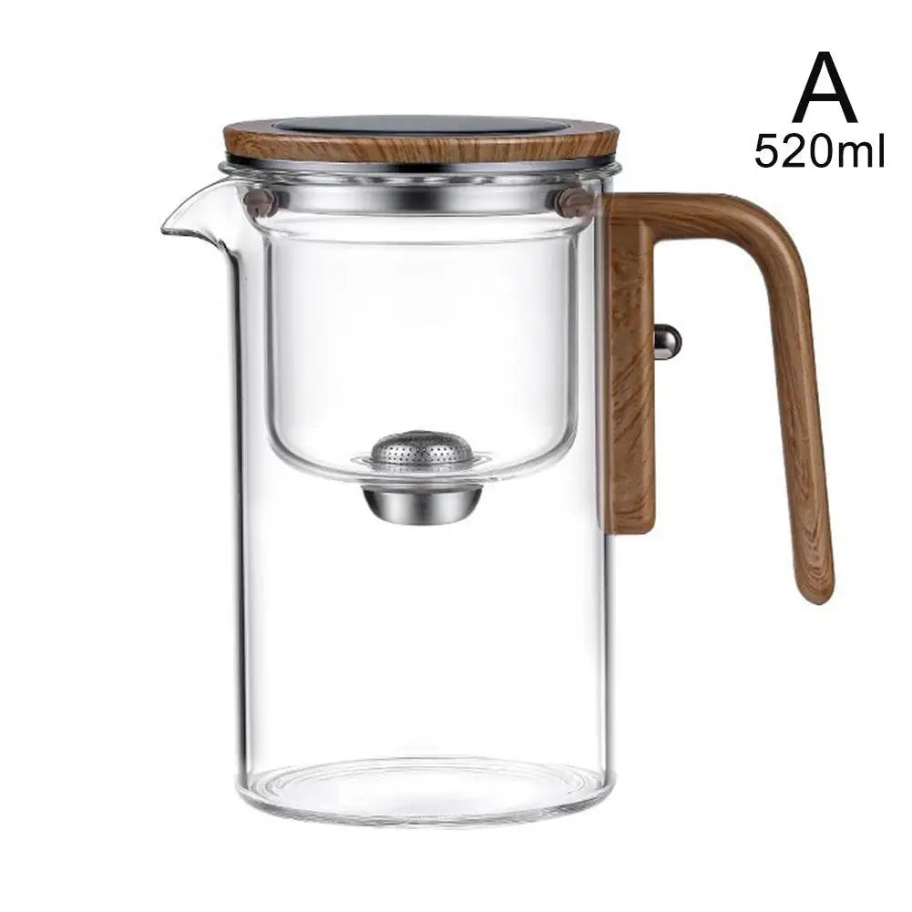 Magnetic Tea Separation Teapot – Glass Teapot with Filter & Wood Handle