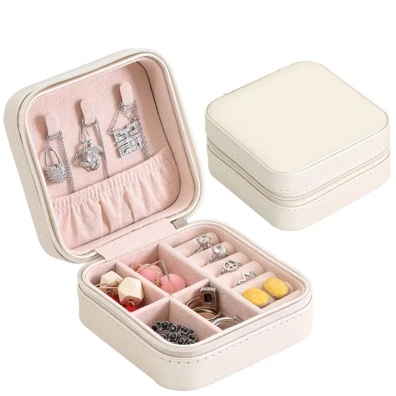 Portable Jewelry Box – Leather Travel Jewelry Organizer Case