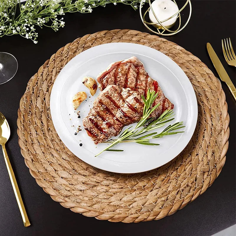 Handwoven Rattan Placemats – Round Heat Resistant Table Mats