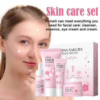 Sakura Facial Skincare Set for Women – Cleanser, Toner, Serum, Eye & Face Cream
