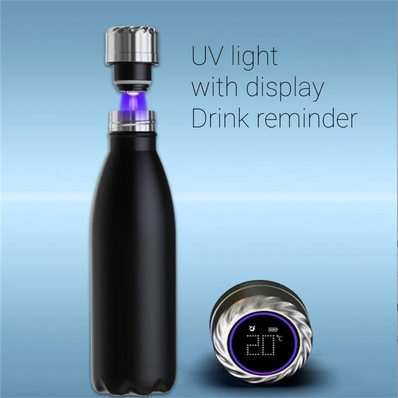 Smart UV Water Bottle – Self Cleaning Digital Thermos with Reminder