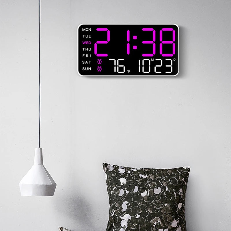 LED Digital Wall Clock with Voice Control