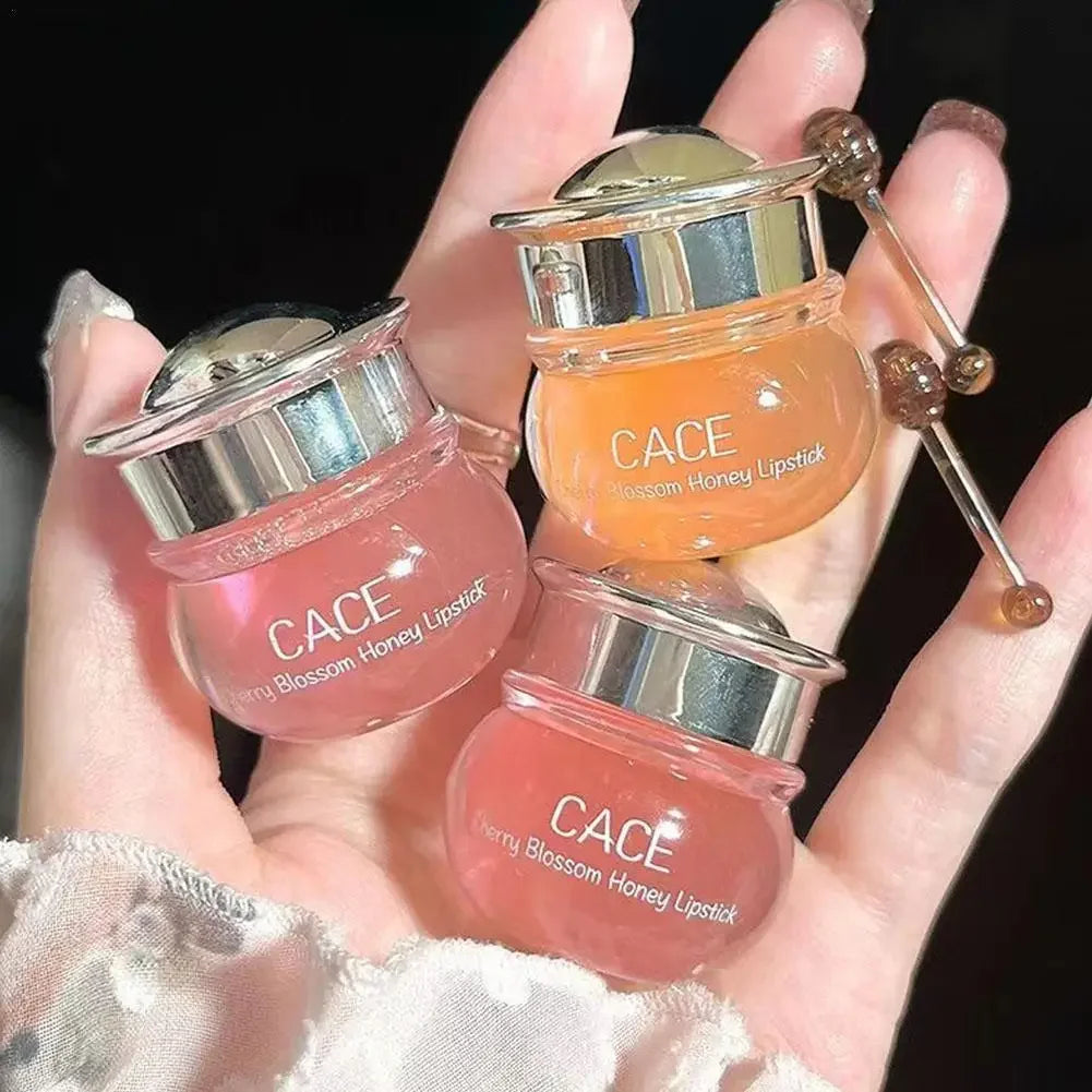 Moisturizing Lip Balm Lip Mask Lips Care Makeup Honey Peach Anti-Cracking Fades Lips Lines Lipsticks Base Makeup Jelly Lip Balm