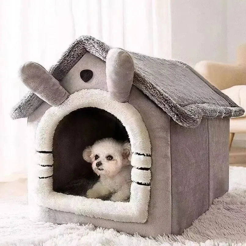 Warm Pet Bed Tent House – Soft Dog & Cat Indoor Kennel