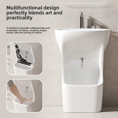 Ceramic Column Washbasin with Integrated Mop Pool and Double Balconies