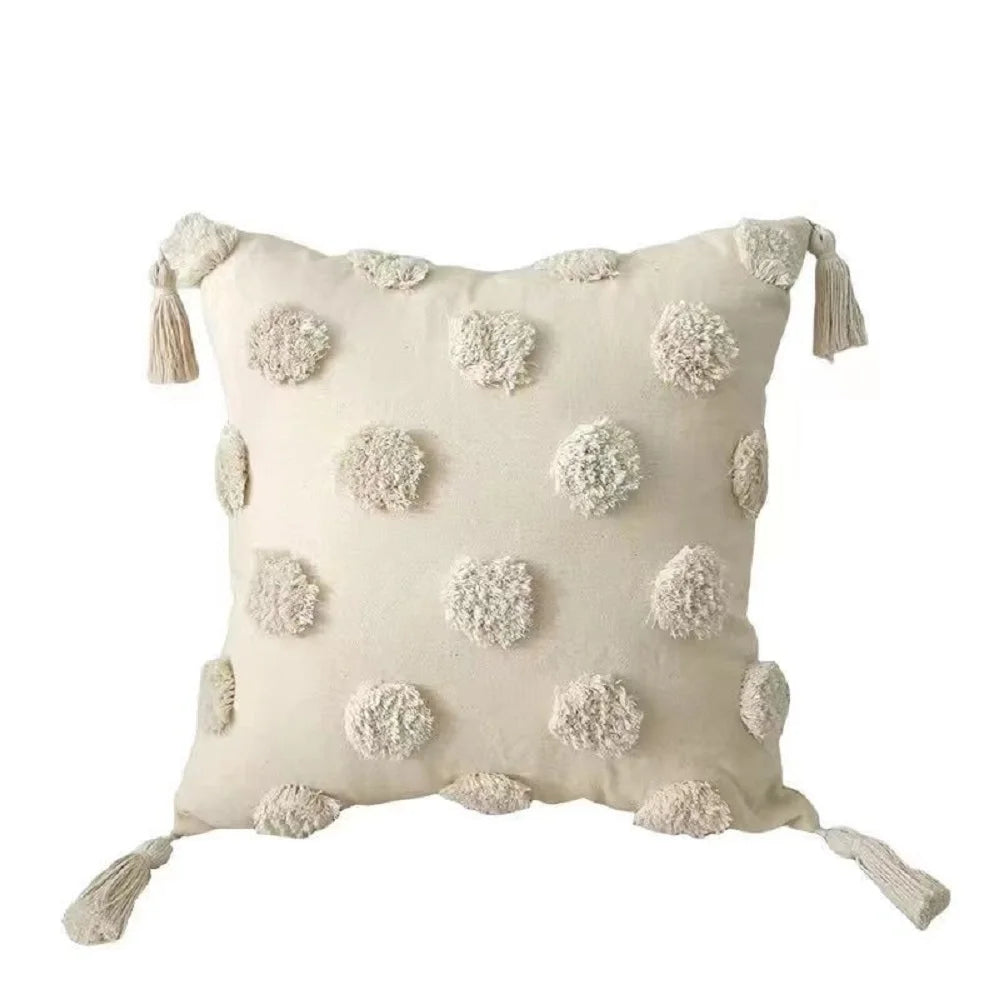 Bohemian Embroidered Cushion Cover – Geometric Tassel Sofa Pillowcase