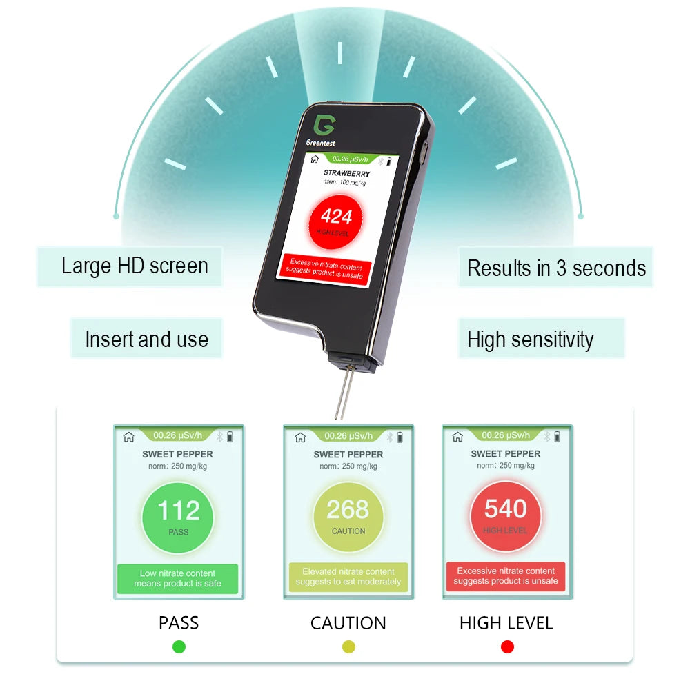 Portable Food Safety Nitrate Tester for Fruits & Vegetables with Digital Display