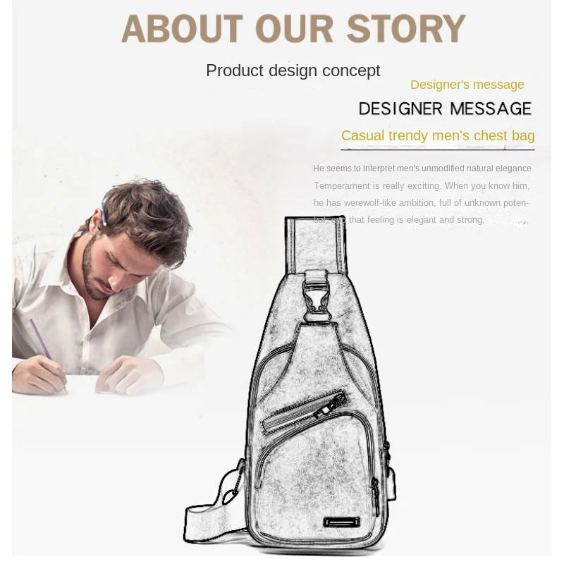 Spot Men's Chest Bag With Headphone Hole USB Shoulder