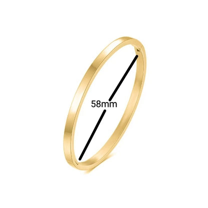 Minimalist Gold-Tone Stainless Steel Bangle Bracelet – Waterproof Oval Design for Women
