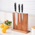Acacia Wood Magnetic Knife Block Holder Strong Magnet Kitchen Knife Stand Rack Wooden Knife Storage