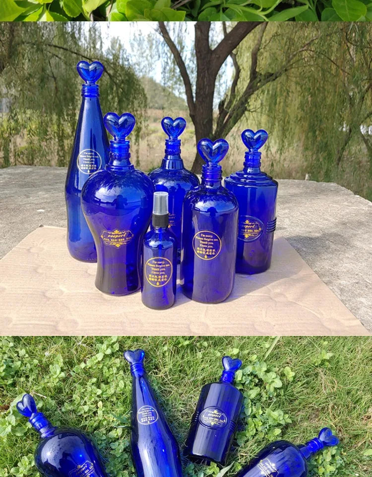 Blue Glass Water Bottle Cleaning Tool Ceeport Zero Limit Awakening Mind Pure Blue Glass Bottle Retro European Style Sealed Jar