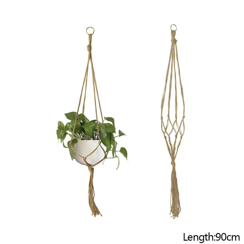 Macrame Plant Hanger – Handmade Hanging Rope Basket for Flower Pots
