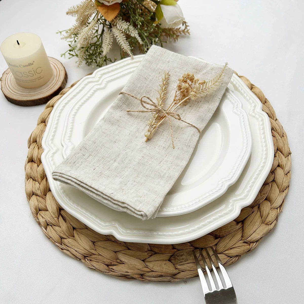 Reusable Linen Table Napkins Set – 30x30cm Dining Table Cloth Napkins