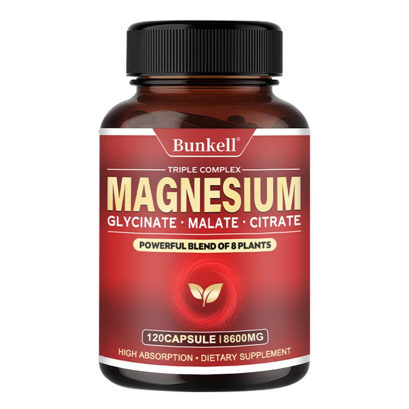 Triple High-efficiency Elemental Magnesium Complex - Glycine, Malic Acid and Magnesium Citrate, Muscle Relaxation, Immunity