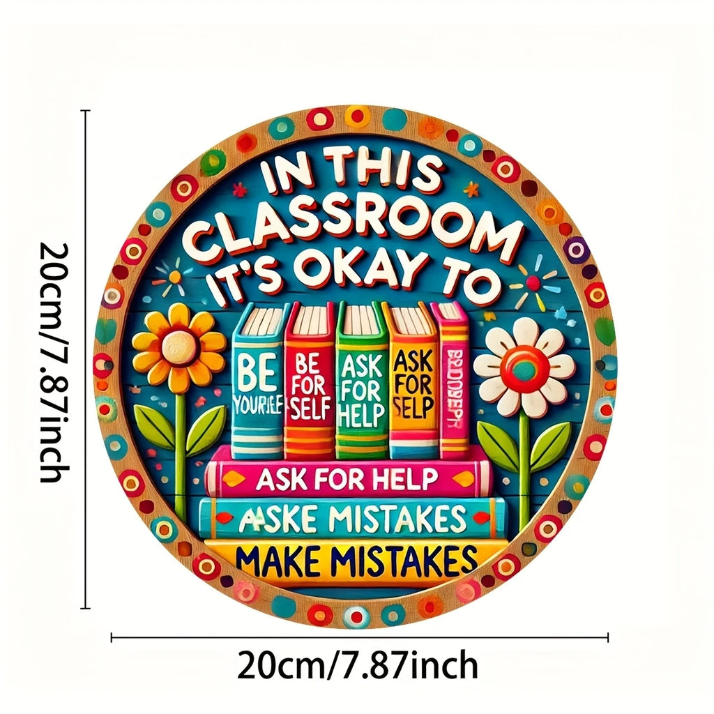 2D Wooden Cartoon Flower Signboard – Classroom & Library Door Hanging Decor