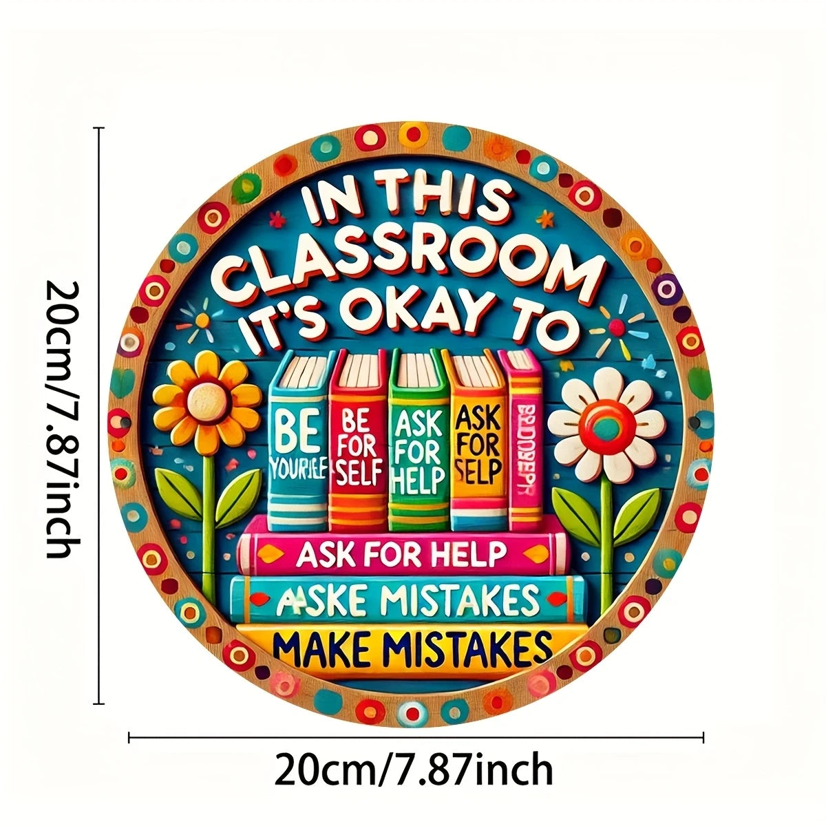 2D Wooden Cartoon Flower Signboard – Classroom & Library Door Hanging Decor