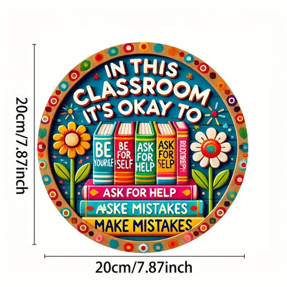 2D Wooden Cartoon Flower Signboard – Classroom & Library Door Hanging Decor