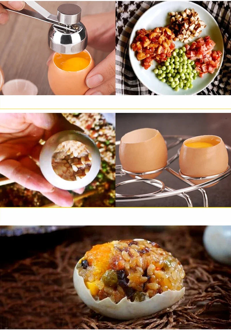 Stainless Steel Egg Topper Cutter – Boiled & Raw Egg Opener for Easy Cooking