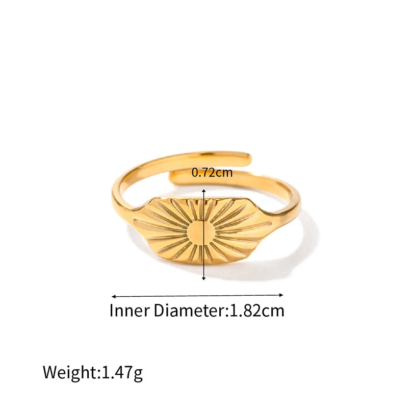 Trendy Women’s Wide Stainless Steel Stone Ring – Bohemian Vintage Style