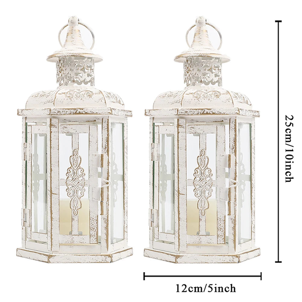 Vintage Nordic Iron Lantern – Aesthetic Hanging Candle Holder