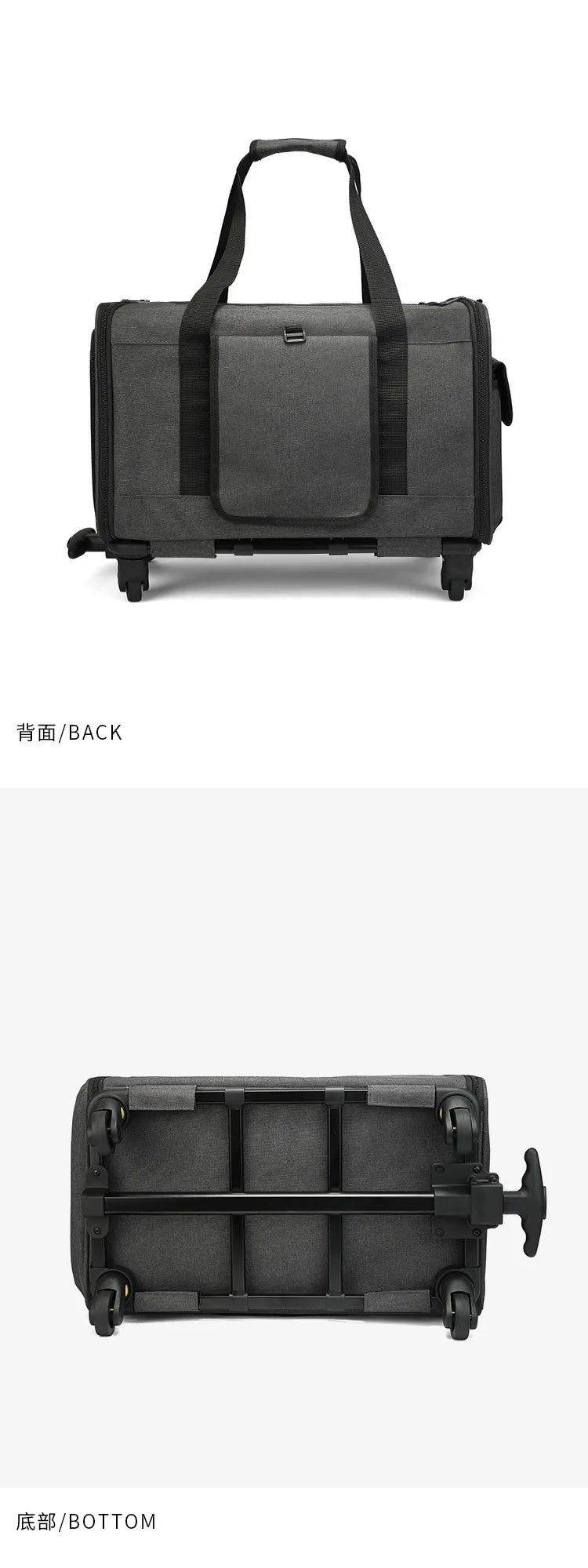 Silent Large Capacity Cat Bag Portable Foldable Pet Suitcase Universal Wheels Breathable Pet Travel Backpack