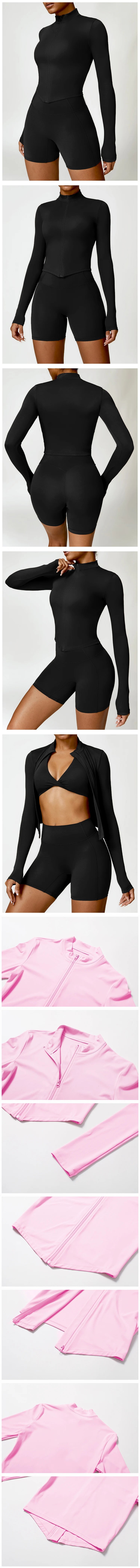 Women’s Slim Fit Zipper Jacket – Long Sleeve Fast-Dry Yoga & Fitness Top