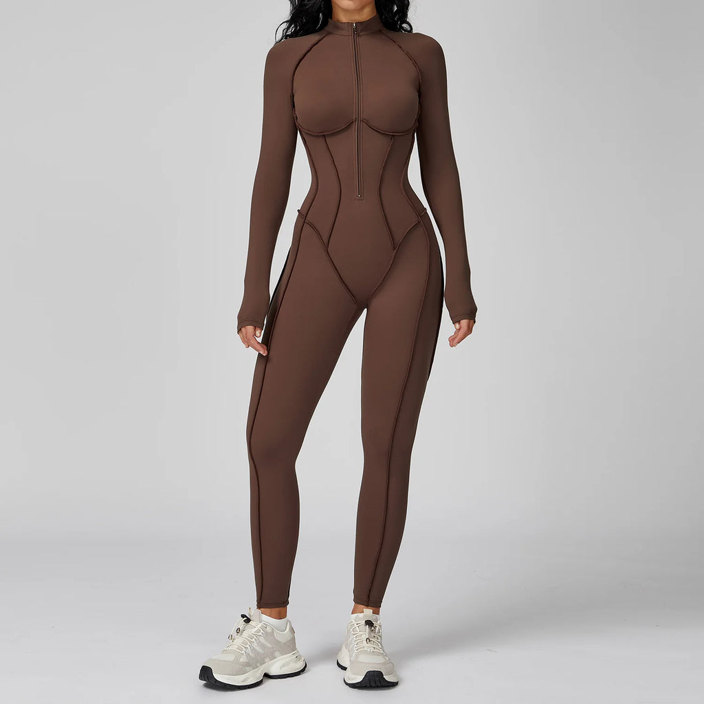 Women's Long Sleeve Yoga Bodysuit – High-Intensity Gym & Fitness Jumpsuit