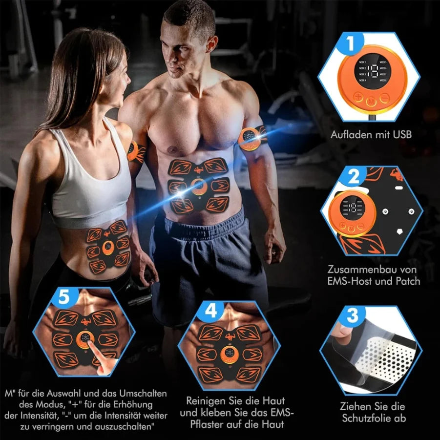 USB Rechargeable EMS Abdominal Muscle Stimulator – 6-Pack Abs & Waist Trainer for Men & Women