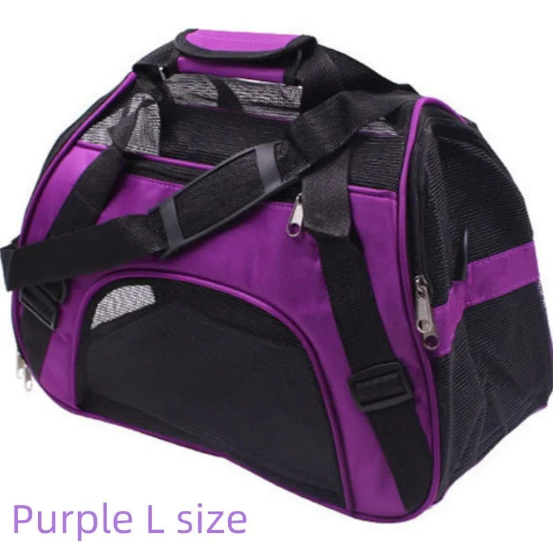 Foldable Breathable Mesh Pet Carrier Bag 4-Sided Ventilation Cat & Dog Travel Shoulder Crossbody Backpack