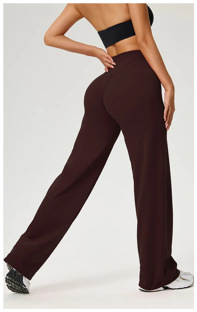 TRY TO BN Women's High Waisted Straight Leg Yoga Pants Gym Leggings Naked Feel Buttery Soft Breathable Running Workout Trousers