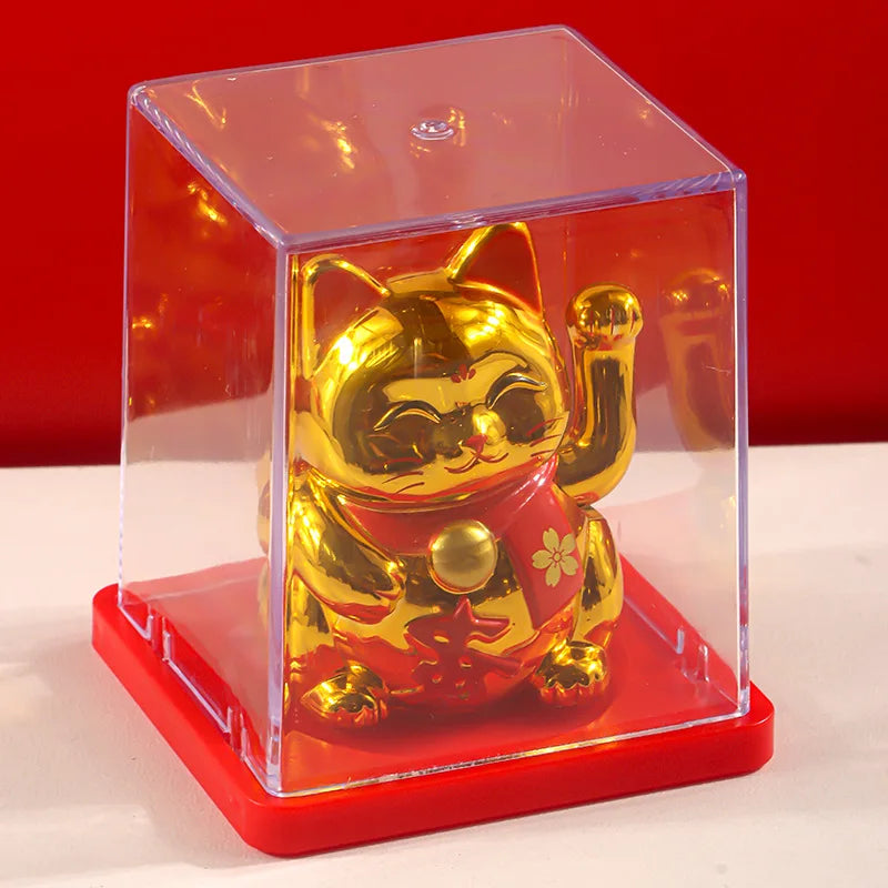 Solar Powered Maneki Neko Lucky Cat – Waving Fortune Cat Decor