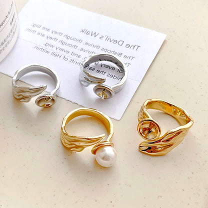 3-Piece Gold-Plated Brass Ring Settings – Irregular Baroque Jewellery Making Accessories